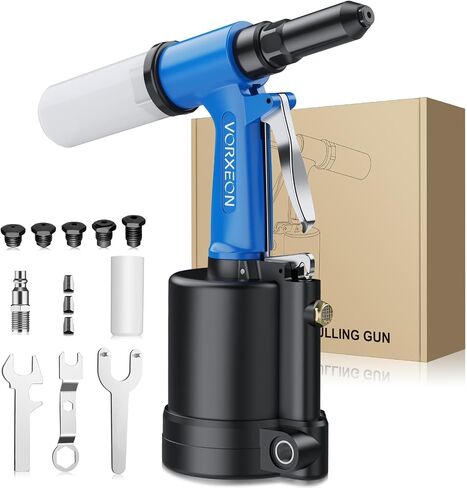 Pneumatic Rivet Gun Set 3/32", 1/8", 5/32", 3/16", 1/4" Air Riveter Pulling pressure 3916 lbs 1780 kgf, Pneumatic Tool NPT 1/4 inch for automotive industries, construction, manufacturing in Saudi Arabia
