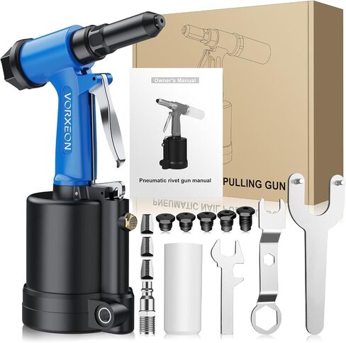 Pneumatic Rivet Gun Set 3/32", 1/8", 5/32", 3/16", 1/4" Air Riveter Pulling pressure 3916 lbs 1780 kgf, Pneumatic Tool NPT 1/4 inch for automotive industries, construction, manufacturing in Saudi Arabia