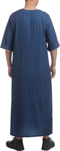 IMEKIS Men Muslim Thobe Middle East Saudi Arabic Robe Long Sleeve Kaftan Embroidered Islamic Arabic Abaya Prayer Clothes in Saudi Arabia