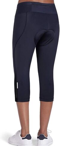 سروال نسائي لركوب الدراجات 3D مبطن للدراجة ضاغط 3/4 سروال كابري للدراجة مع جيب بسحاب (M، أزرق) in Kuwait