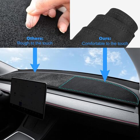 Dashboard Cover for Tesla Model 3 Y Accessories,Suede Dashboard Pad Dash Mat Compatible with Tesla Model 3 2017-2023 and Model Y 2020-2023 in Kuwait