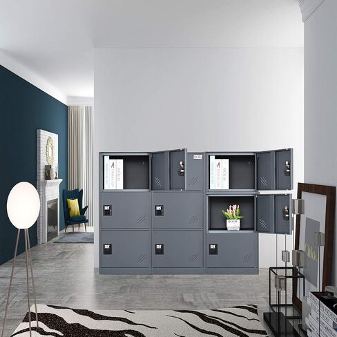 MECOLOR Vertical Single Tier Small Locker with Padlock latche 2 or 3 Compartment Storage for Employee,Home,Office,School,Kids (Dark Grey, P3V) in Saudi Arabia