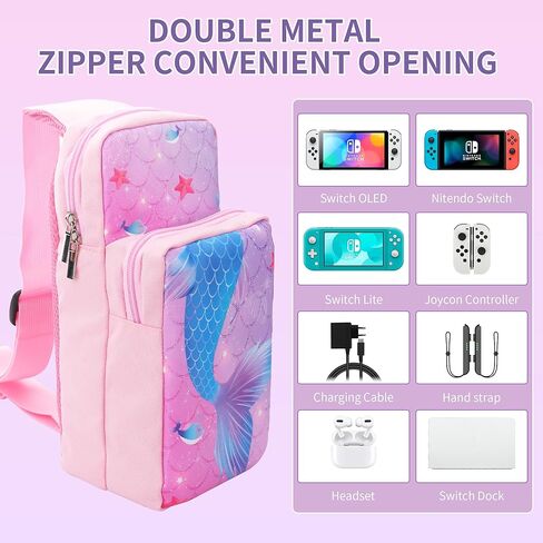 حقيبة سفر HYPERCASE متوافقة مع Nintendo Switch/OLED/Lite، ملحقات تخزين حقيبة الظهر ذات سعة كبيرة، حقيبة كتف من النايلون المقاوم للماء من Sailor Moon وغطاءين لطيفين للإبهام in Kuwait