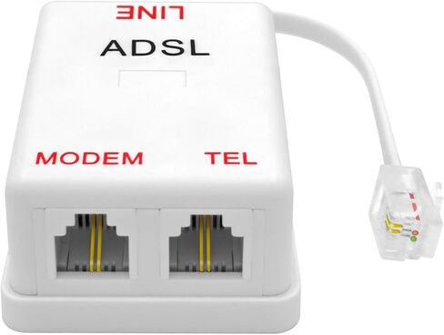 NECABLES DSL Filter Splitter for Phone Line and Internet | 6 Inductors Version RJ11 6P2C 1 Male to 2 Females White in Kuwait