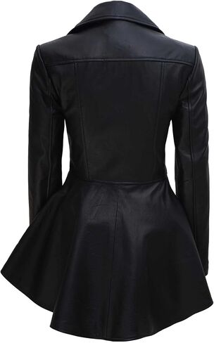 سترة Blingsoul Disc كلاسيكية من الجلد الحقيقي للنساء غير متماثلة | [1314437] كلاريسا بلاك، 3XL in Kuwait