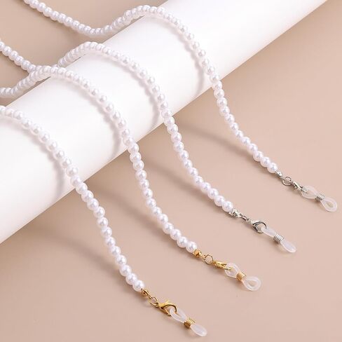 قطعتان من سلاسل النظارات النسائية اللؤلؤية، سلسلة ملحقات النظارات الشمسية المزينة بالخرز وحبل أقنعة الوجه in Saudi Arabia