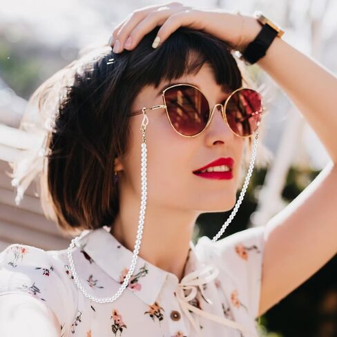 قطعتان من سلاسل النظارات النسائية اللؤلؤية، سلسلة ملحقات النظارات الشمسية المزينة بالخرز وحبل أقنعة الوجه in Saudi Arabia