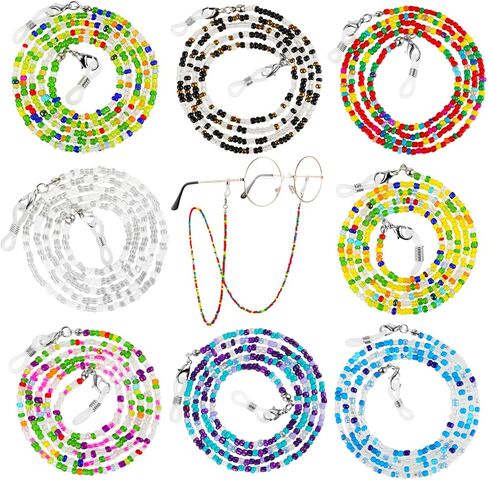 8pcs Beaded Eyeglasses Neck Strap, Multifunction Colorful Mask Glasses Chain Lanyard Strap-Handmade & Exquisite,Glasses Neck Strap Necklace Strings Holder for Women Girls in Kuwait