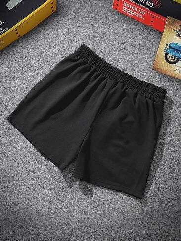 GORGLITTER Men's Cartoon Graphic Running Workout Shorts Drawstring Waist Track Shorts with Pockets Light Blue Small in Kuwait