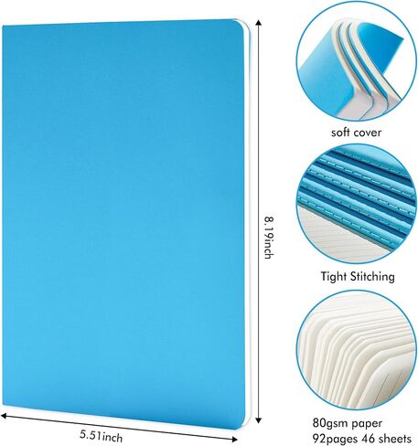 feela 16 Pack Soft Cover Journal Bulk, Lined Notebooks College Ruled for Work for Women Girl Writing, Blank Travel Journal Note Taking Notebook School Business Supplies, 8.2" x 5.5", A5, Black in Kuwait