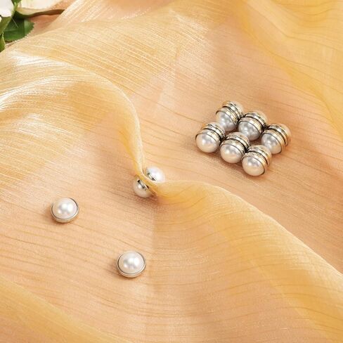 8pcs Magnetic Hijab Pins, Wedding Veil Weights Magnetic Pearls Double Sided Pearls Hijab Multipurpose Pearl Bridal Veil Weights for Women Scarves Clothes Wedding Hijab Decoration(Silver) in Kuwait