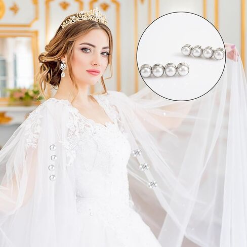 8pcs Magnetic Hijab Pins, Wedding Veil Weights Magnetic Pearls Double Sided Pearls Hijab Multipurpose Pearl Bridal Veil Weights for Women Scarves Clothes Wedding Hijab Decoration(Silver) in Kuwait