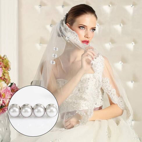 8pcs Magnetic Hijab Pins, Wedding Veil Weights Magnetic Pearls Double Sided Pearls Hijab Multipurpose Pearl Bridal Veil Weights for Women Scarves Clothes Wedding Hijab Decoration(Silver) in Kuwait