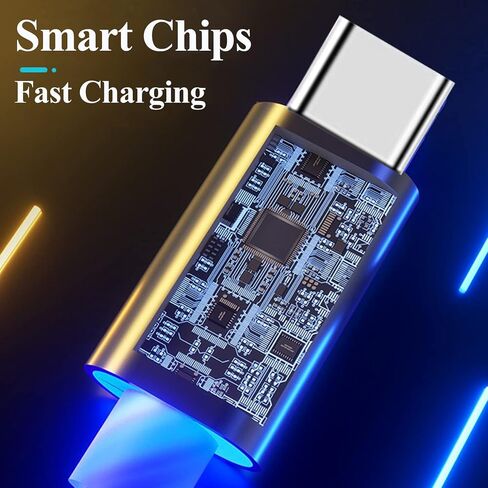 Led USB C Charging Cable 2 Packs 6.6FT Light Up Type C Charging Cord Fast USB C Charger Compatible with Samsung Galaxy S21 S20 S10 S9 S8 Note 20,LG V30 V20 G6 (6.6ft,Blue& Colorful) in Saudi Arabia