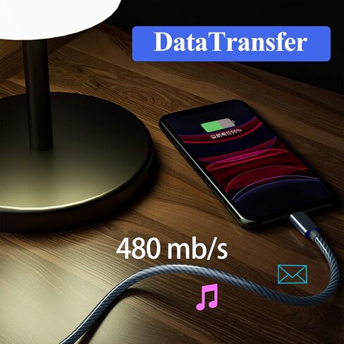 Led USB C Charging Cable 2 Packs 6.6FT Light Up Type C Charging Cord Fast USB C Charger Compatible with Samsung Galaxy S21 S20 S10 S9 S8 Note 20,LG V30 V20 G6 (6.6ft,Blue& Colorful) in Saudi Arabia