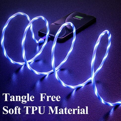 Led USB C Charging Cable 2 Packs 6.6FT Light Up Type C Charging Cord Fast USB C Charger Compatible with Samsung Galaxy S21 S20 S10 S9 S8 Note 20,LG V30 V20 G6 (6.6ft,Blue& Colorful) in Saudi Arabia