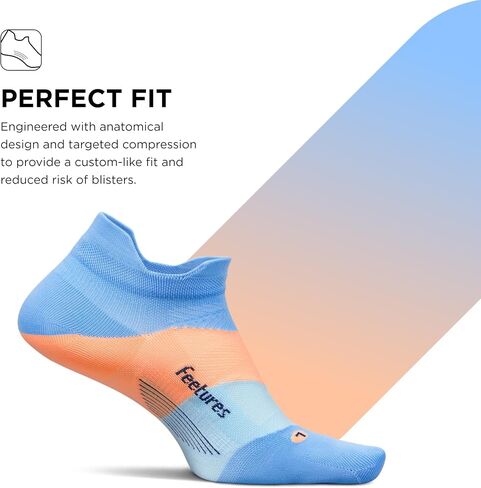 Feetures Elite Ultra Light Cushion Ankle Socks - Sport Sock with Targeted Compression - Blue Burst, M (1 Pair) in Saudi Arabia