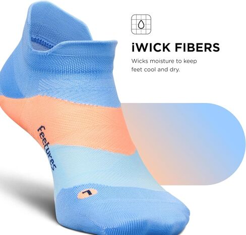 Feetures Elite Ultra Light Cushion Ankle Socks - Sport Sock with Targeted Compression - Blue Burst, M (1 Pair) in Saudi Arabia