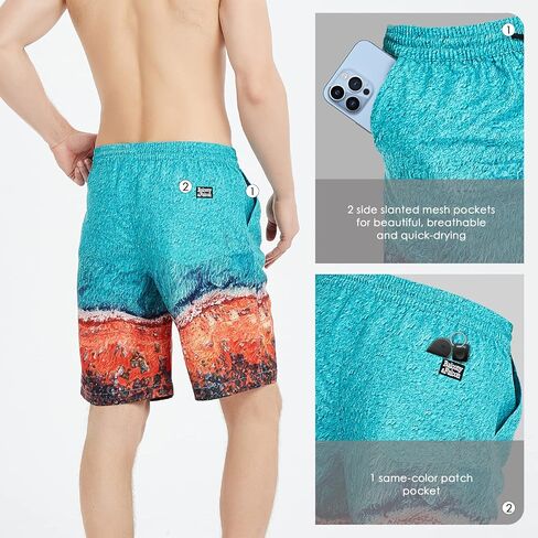 BALCONY & FALCON شورت سباحة رجالي برباط سريع الجفاف للسباحة وركوب الأمواج والجري والتمارين الرياضية غير الرسمية in Kuwait