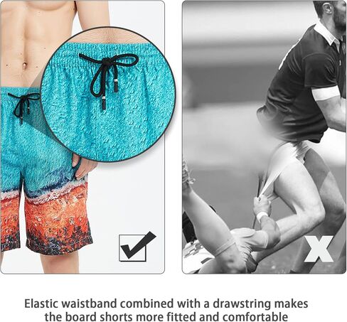 BALCONY & FALCON شورت سباحة رجالي برباط سريع الجفاف للسباحة وركوب الأمواج والجري والتمارين الرياضية غير الرسمية in Kuwait