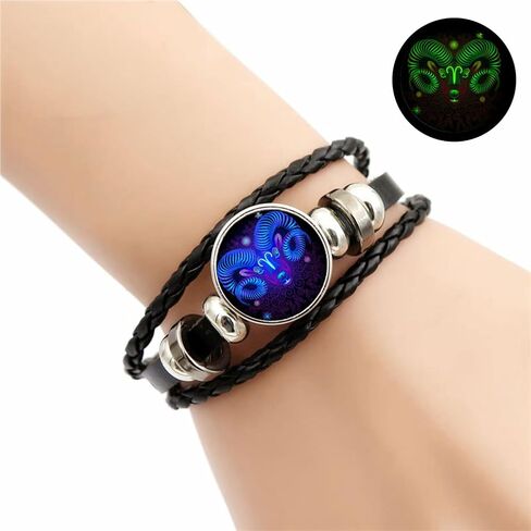 2Pcs Zodiac Tie Bracelets Manifestation Zodiac Signs Bracelet Spirit 12 Constellation Handmade Bead Woven Multilayer Adjustable Leather Bracelet Jewelry Accessories Gift for Constellation Lover in Saudi Arabia