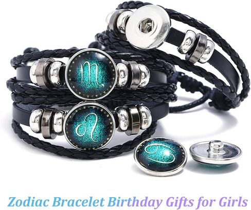 2Pcs Zodiac Tie Bracelets Manifestation Zodiac Signs Bracelet Spirit 12 Constellation Handmade Bead Woven Multilayer Adjustable Leather Bracelet Jewelry Accessories Gift for Constellation Lover in Saudi Arabia