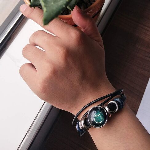 2Pcs Zodiac Tie Bracelets Manifestation Zodiac Signs Bracelet Spirit 12 Constellation Handmade Bead Woven Multilayer Adjustable Leather Bracelet Jewelry Accessories Gift for Constellation Lover in Saudi Arabia