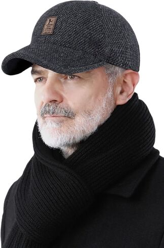 CLAPE Men's Winter Hat Outdoor Visor Dad Hat Warm Wool Sport Golf Baseball Cap Hats with Earflaps in Saudi Arabia