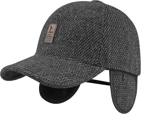 CLAPE Men's Winter Hat Outdoor Visor Dad Hat Warm Wool Sport Golf Baseball Cap Hats with Earflaps in Saudi Arabia