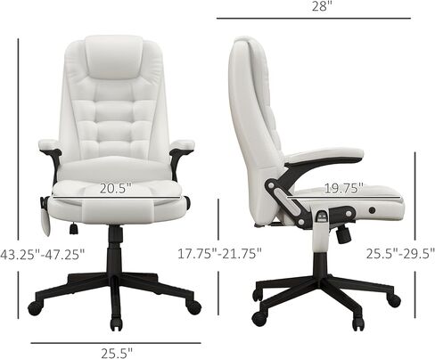 HOMCOM High Back Vibration Massage Office Chair with 6 Vibration Points, Heated Reclining PU Leather Computer Chair with Armrest and Remote, Pink in Saudi Arabia
