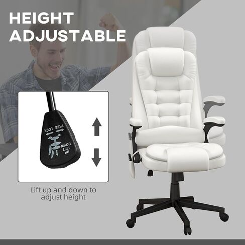 HOMCOM High Back Vibration Massage Office Chair with 6 Vibration Points, Heated Reclining PU Leather Computer Chair with Armrest and Remote, Pink in Saudi Arabia