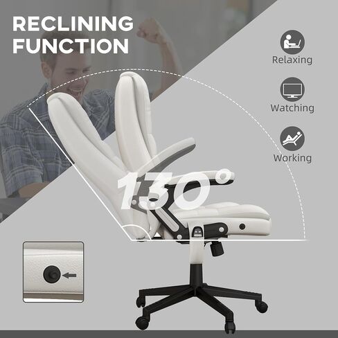 HOMCOM High Back Vibration Massage Office Chair with 6 Vibration Points, Heated Reclining PU Leather Computer Chair with Armrest and Remote, Pink in Saudi Arabia