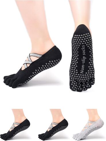 Women Non-Slip Full Toe Grip Socks With Straps, Designed For Yoga, Pilate, Dance, Ballet, Barre Or Gym Workout in Saudi Arabia