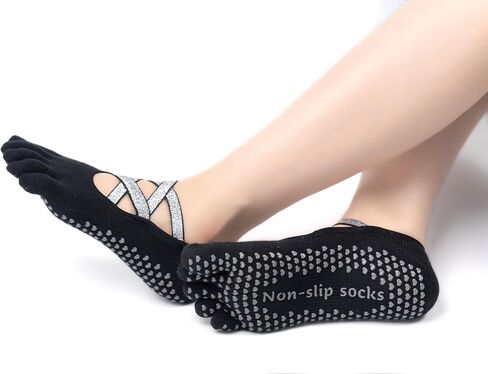 Women Non-Slip Full Toe Grip Socks With Straps, Designed For Yoga, Pilate, Dance, Ballet, Barre Or Gym Workout in Saudi Arabia