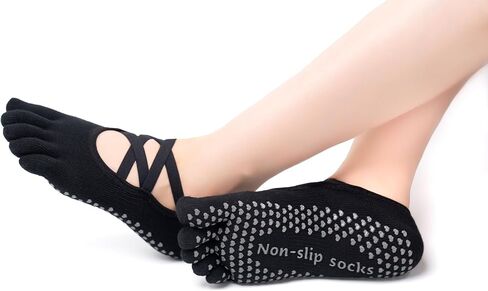 Women Non-Slip Full Toe Grip Socks With Straps, Designed For Yoga, Pilate, Dance, Ballet, Barre Or Gym Workout in Saudi Arabia