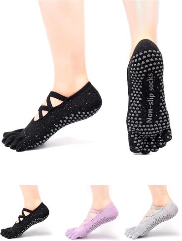 Women Non-Slip Full Toe Grip Socks With Straps, Designed For Yoga, Pilate, Dance, Ballet, Barre Or Gym Workout in Saudi Arabia