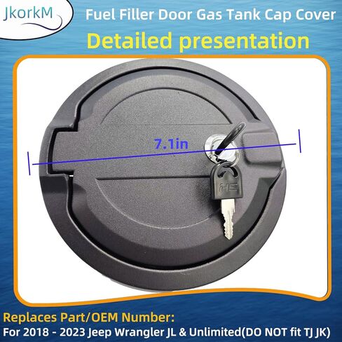 استبدال غطاء غطاء خزان الغاز لباب حشو الوقود لعام 2018 2019 2020 2021 2022 2023 Jeep Wrangler JL & Unlimited (لا تناسب TJ JK)(ABS + الألومنيوم + المفتاح)، OEM#82215123 in Kuwait