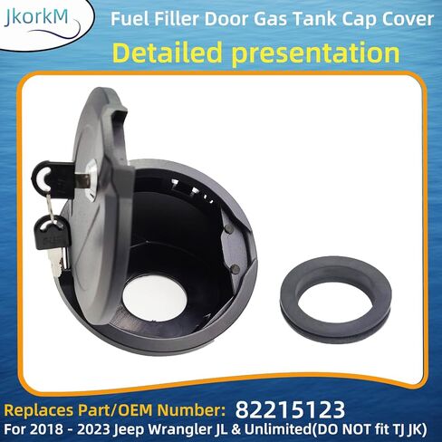 استبدال غطاء غطاء خزان الغاز لباب حشو الوقود لعام 2018 2019 2020 2021 2022 2023 Jeep Wrangler JL & Unlimited (لا تناسب TJ JK)(ABS + الألومنيوم + المفتاح)، OEM#82215123 in Kuwait