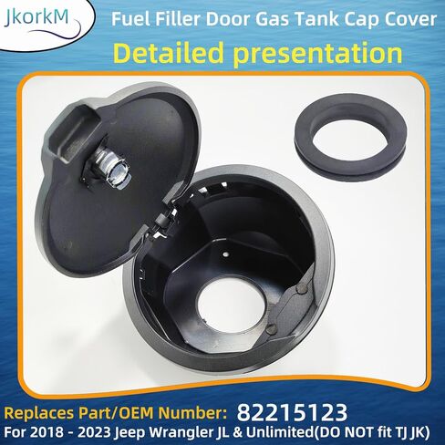 استبدال غطاء غطاء خزان الغاز لباب حشو الوقود لعام 2018 2019 2020 2021 2022 2023 Jeep Wrangler JL & Unlimited (لا تناسب TJ JK)(ABS + الألومنيوم + المفتاح)، OEM#82215123 in Kuwait