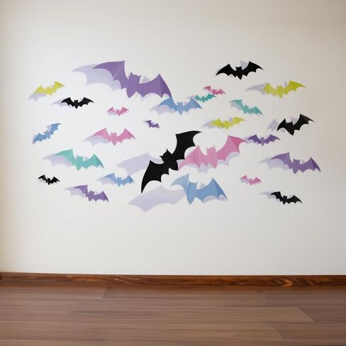 Spooky Paper Bat Cutouts (7"-17") - Pack Of 50 | Assorted Sizes, Disposable & Perfect For Halloween Decorations, Events, And More, Pastel in Saudi Arabia
