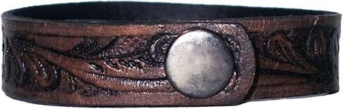 سوار معصم من الجلد الطبيعي للجنسين، أساور جلدية مصنوعة يدويًا، سوار جلدي للنساء (طول 23 سم، عرض 1.5 سم، أسود عتيق) in Kuwait