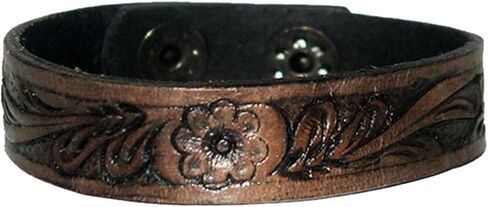 سوار معصم من الجلد الطبيعي للجنسين، أساور جلدية مصنوعة يدويًا، سوار جلدي للنساء (طول 23 سم، عرض 1.5 سم، أسود عتيق) in Kuwait