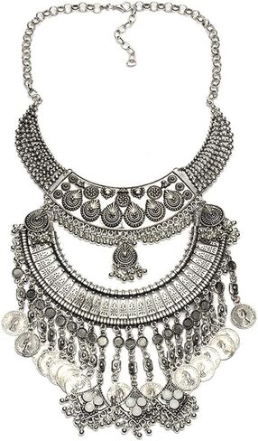 مريلة القلائد للنساء مكتنزة القوطية خمر البوهيمي العرقية الغجر بيان مهرجان قلادة المجوهرات in Kuwait