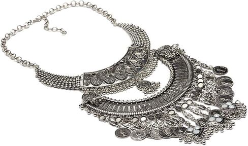 مريلة القلائد للنساء مكتنزة القوطية خمر البوهيمي العرقية الغجر بيان مهرجان قلادة المجوهرات in Kuwait