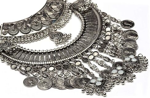 مريلة القلائد للنساء مكتنزة القوطية خمر البوهيمي العرقية الغجر بيان مهرجان قلادة المجوهرات in Kuwait