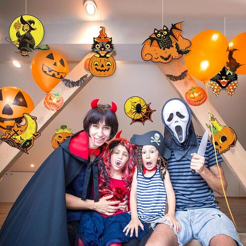 12 Pieces Vintage Halloween Decorations，Halloween Cutouts Classic Artwork Cutouts Pumpkin Witch Owl Cutouts Old Style Wall Art Cutout Halloween Posters for Halloween Window Wall Home Decor Supplies in Saudi Arabia