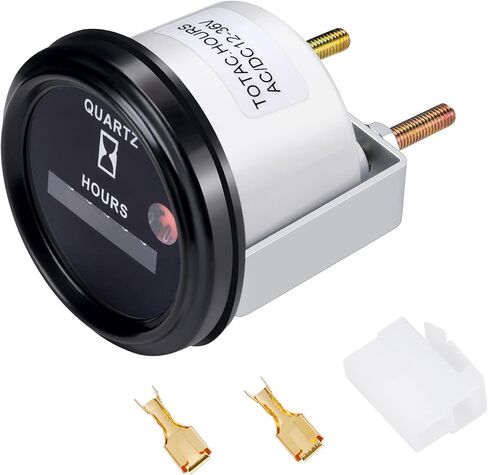 Mechanical Round Hour Meter Engine Gauge DC AC 6V to 80V Waterproof for Truck Tractor Excavator Boat Generator Aerial Lift Auto ATV UTV in Saudi Arabia