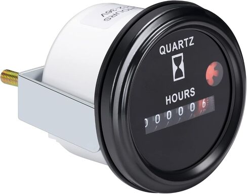 Mechanical Round Hour Meter Engine Gauge DC AC 6V to 80V Waterproof for Truck Tractor Excavator Boat Generator Aerial Lift Auto ATV UTV in Saudi Arabia