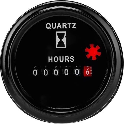 Mechanical Round Hour Meter Engine Gauge DC AC 6V to 80V Waterproof for Truck Tractor Excavator Boat Generator Aerial Lift Auto ATV UTV in Saudi Arabia