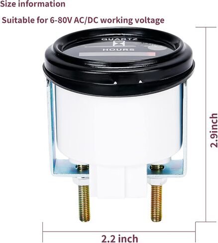 Mechanical Round Hour Meter Engine Gauge DC AC 6V to 80V Waterproof for Truck Tractor Excavator Boat Generator Aerial Lift Auto ATV UTV in Saudi Arabia